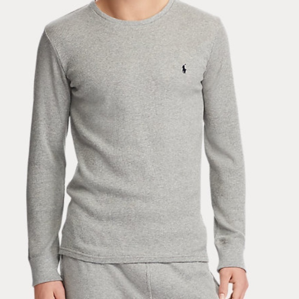 Polo Ralph Lauren 100% Cotton Gray Thermal Waffle Knit Sleepwear Top Size XL